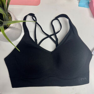 Victoria's Secret PINK Black Seamless Strappy Sports Bra M NEW WITH TAGS